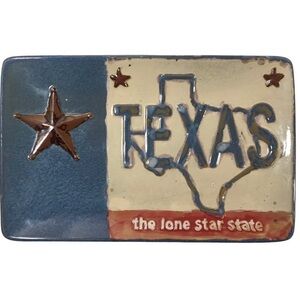 LAREDO Home Studio Texas The Lone Star State Plate Rustic Hand Painted & Glazed